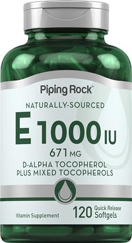 Piping Rock Vitamina E 1000 IU en Softgels | 120 Cápsulas | Con D-Alfa y Tocoferoles Mixtos | Suplemento para Hombres y Mujeres | Sin Gluten, No OGM - imagen 1