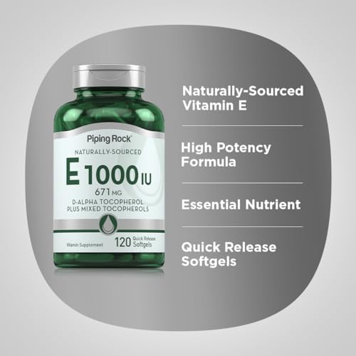 Piping Rock Vitamina E 1000 IU en Softgels | 120 Cápsulas | Con D-Alfa y Tocoferoles Mixtos | Suplemento para Hombres y Mujeres | Sin Gluten, No OGM - imagen 4