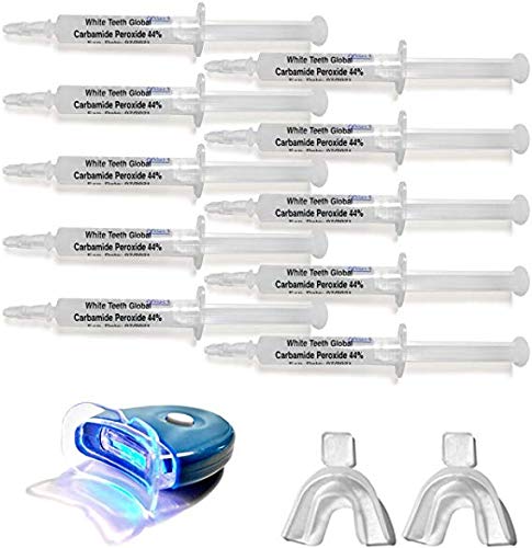 Gel Blanqueador de Dientes 44% Carbamida Peróxido - 10 Jeringas (3cc) + Luz LED Aceleradora + 2 Bandejas + Guía de Tonos + Instrucciones - imagen 1