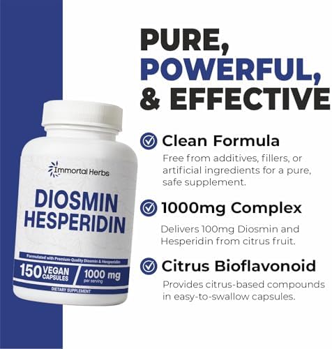 Complejo de Diosmina y Hesperidina 1000mg de Immortal Herbs, 150 Cápsulas, Extracto de Frutas Ricas en Bioflavonoides, 100% Vegetariano, Sin OGM y - imagen 3