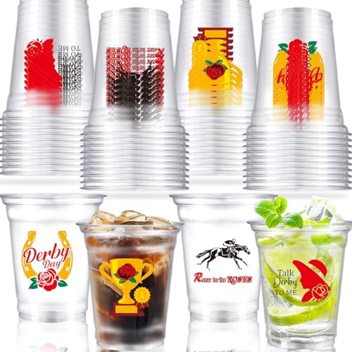 ANYMONYPF 40 Pzs Vasos Desechables para Fiesta Derby Day de Carreras de Caballos, Transparentes de 12 OZ para Decoraciones y Suministros - imagen 1