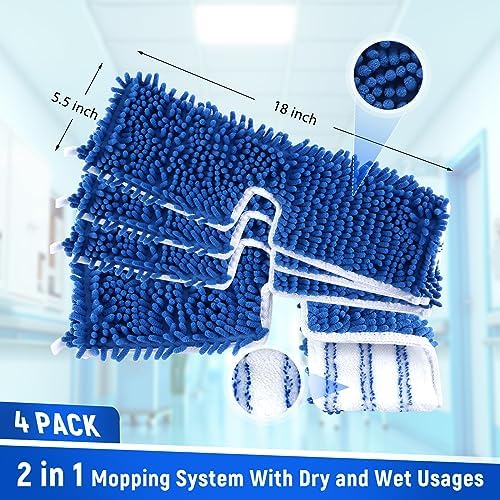 Paquete de 4 Repuestos de Mopa de Microfibra, Compatible con Mopa de Doble Acción O-Cedar, Cabezas de Mopa Reemplazables para Uso Seco/Húmedo, - imagen 5