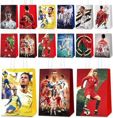 Mukity 24 Piezas de Bolsas de Regalo para Fiesta de Fútbol - Tote de Dulces para Niños - Paquetes de Favor de Papel para Decoración de Cumpleaños - imagen 1