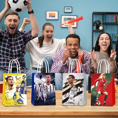 Mukity 24 Piezas de Bolsas de Regalo para Fiesta de Fútbol - Tote de Dulces para Niños - Paquetes de Favor de Papel para Decoración de Cumpleaños - imagen 2