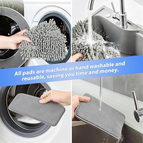 Limpiador de Ventilador de Techo con Mango Extensible de 80'' - Almohadillas de Microfibra Chenille para Aspas, Zócalos, Paredes, Pisos, Persianas y - imagen 6