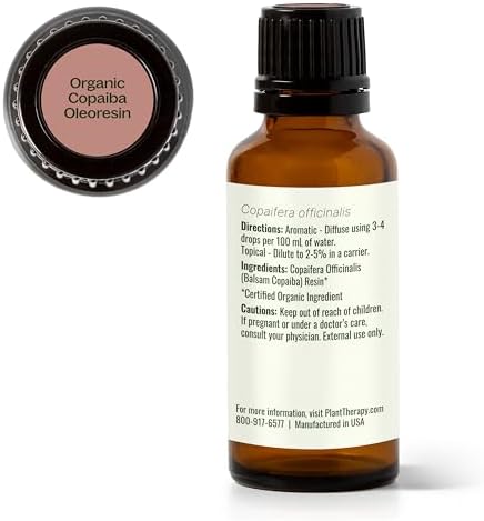 Aceite Esencial Orgánico de Copaiba Plant Therapy (Oleorresina de Copaiba), 30 mL (1 oz), 100% Puro, Sin Diluir, Ideal para el Cuidado Natural de la - imagen 8