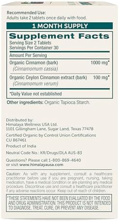 Cinnamon Orgánico Himalaya, Suplementos de Canela, 30 Días - Apoyo Herbal para el Metabolismo de Glucosa - USDA Orgánico, No GMO, Vegano, Sin Gluten, - imagen 2