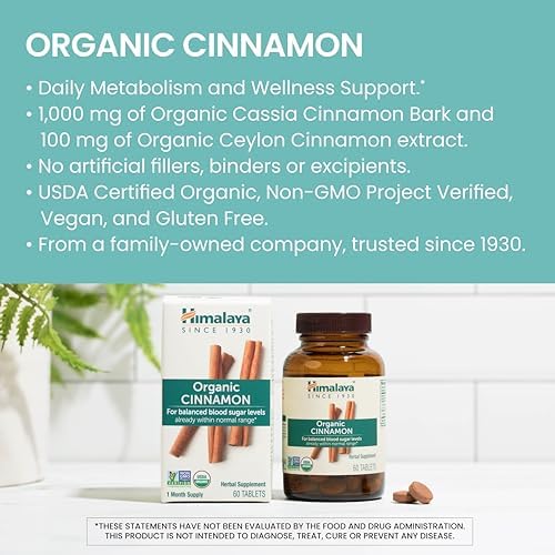 Cinnamon Orgánico Himalaya, Suplementos de Canela, 30 Días - Apoyo Herbal para el Metabolismo de Glucosa - USDA Orgánico, No GMO, Vegano, Sin Gluten, - imagen 3