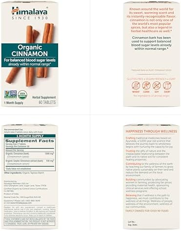 Cinnamon Orgánico Himalaya, Suplementos de Canela, 30 Días - Apoyo Herbal para el Metabolismo de Glucosa - USDA Orgánico, No GMO, Vegano, Sin Gluten, - imagen 7