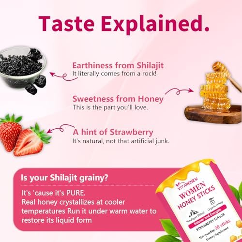 Palitos de Miel Shilajit para Mujeres con Shatavari y Azafrán | 75%+ Ácido Fúlvico y 85+ Minerales Traza para Equilibrio Hormonal, Energía, Enfoque y - imagen 4