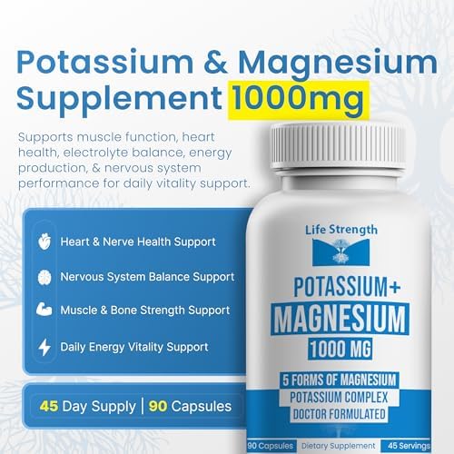 Suplemento de Potasio y Magnesio Life Strength 1000mg - 90 Cápsulas - Complejo de Potasio y Magnesio con Aspartato, Glicinato, Óxido, Gluconato y - imagen 2