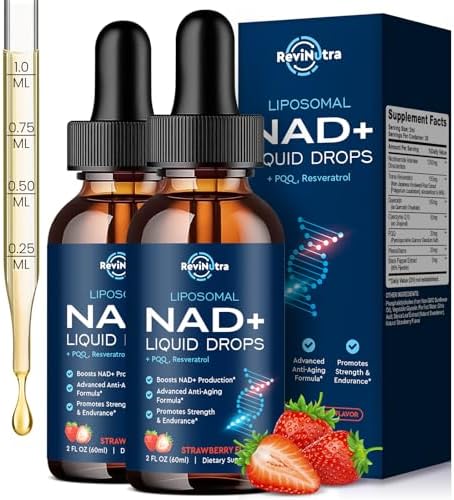 Suplemento Liposomal de NAD ReviNutra - Gotas Líquidas de 1200mg NAD+ para Hombres y Mujeres, Nicotinamida con Resveratrol, PQQ, CoQ10, Quercetina - imagen 1