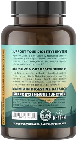 Natural Rhythm Probiotico Digestivo Calm + L-Glutamina – 25 Mil Millones CFU, 13 Cepas, Suplemento para Digestión e Inmunidad, Cápsulas Vegetarianas - imagen 5