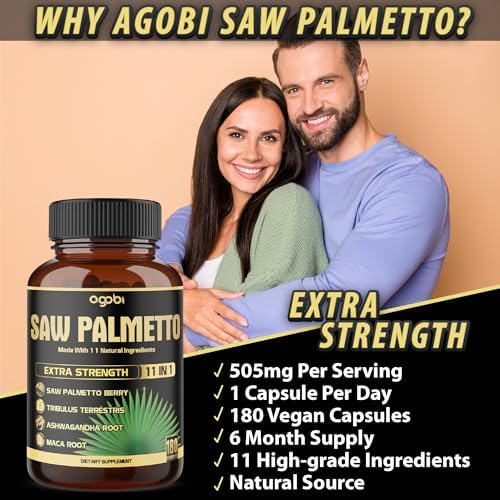 Cápsulas 11 en 1 de Saw Palmetto con Ashwagandha, Cúrcuma, Tribulus, Maca, Té Verde, Jengibre, Albahaca Sagrada y Más - Soporte Saludable para - imagen 5