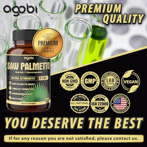 Cápsulas 11 en 1 de Saw Palmetto con Ashwagandha, Cúrcuma, Tribulus, Maca, Té Verde, Jengibre, Albahaca Sagrada y Más - Soporte Saludable para - imagen 6
