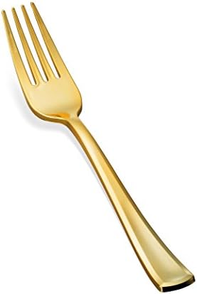 Set de Cubiertos Desechables de Plástico Dorado - 150 Piezas: 50 Cucharas, 50 Tenedores, 50 Cuchillos - Cubiertos Resistentes para Fiestas al por - imagen 2