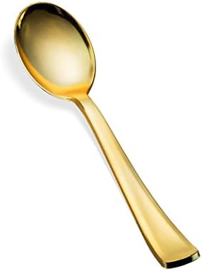 Set de Cubiertos Desechables de Plástico Dorado - 150 Piezas: 50 Cucharas, 50 Tenedores, 50 Cuchillos - Cubiertos Resistentes para Fiestas al por - imagen 3