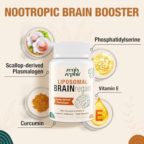 Suplementos Liposomales para el Cerebro - Plasmalógeno con Cúrcuma y Vitamina E para Mejor Absorción - Salud Cognitiva para Adultos y Mayores, 60 - imagen 4