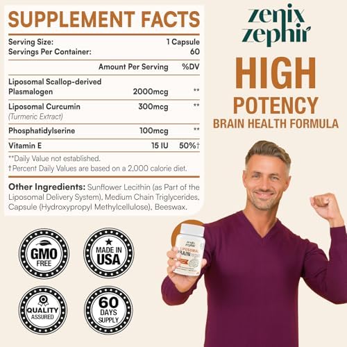 Suplementos Liposomales para el Cerebro - Plasmalógeno con Cúrcuma y Vitamina E para Mejor Absorción - Salud Cognitiva para Adultos y Mayores, 60 - imagen 6