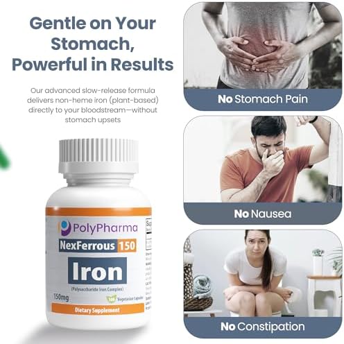 Complejo de Hierro de Polisacáridos 150mg para Apoyo en Anemia - Prevención y Tratamiento de Deficiencia de Hierro, Favorece la Formación de Glóbulos - imagen 5