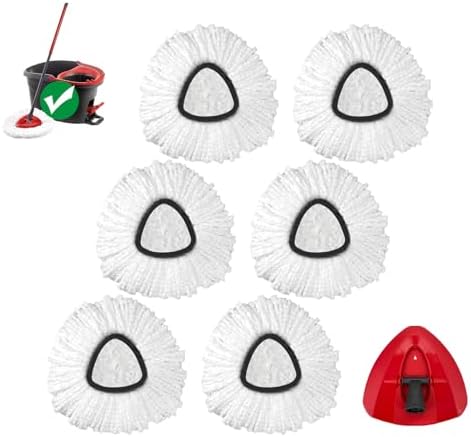 Cabezal de Repuesto para Mop de Giro O-Ceda EasyWring 1-Tanque, Refil de Microfibra para Limpieza del Hogar, 6 Cabezas y 1 Base, Instalación Fácil, - imagen 1