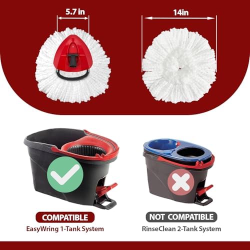 Cabezal de Repuesto para Mop de Giro O-Ceda EasyWring 1-Tanque, Refil de Microfibra para Limpieza del Hogar, 6 Cabezas y 1 Base, Instalación Fácil, - imagen 2