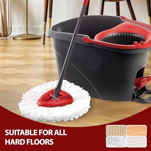 Cabezal de Repuesto para Mop de Giro O-Ceda EasyWring 1-Tanque, Refil de Microfibra para Limpieza del Hogar, 6 Cabezas y 1 Base, Instalación Fácil, - imagen 3