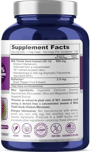 Cápsulas de Cardo Mariano NusaPure, 550 mg, 120 Veganas (Sin OGM, Veganas) - imagen 2