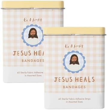 Be A Heart – Curitas Jesús Sana, Paquete de 2 de la Colección Cottage | 90 Curitas de Tela Adhesivas Variadas | Lindas Curitas con Fe para Niños y - imagen 1