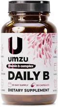 UMZU Daily B, Suplemento Completo de Complejo de Vitaminas B de 30 Días – B1, B2, B3, B5, B6, B7, B9, B12, Ácido Fólico y Biotina – Apoya Energía, - imagen 1