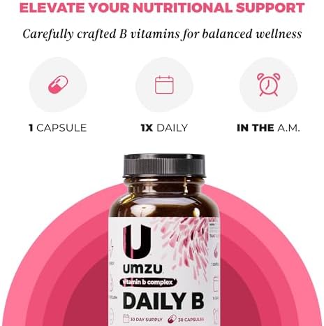 UMZU Daily B, Suplemento Completo de Complejo de Vitaminas B de 30 Días – B1, B2, B3, B5, B6, B7, B9, B12, Ácido Fólico y Biotina – Apoya Energía, - imagen 5