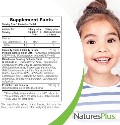 NaturesPlus GI Probiotico Natural para Niños, Sabor Berry Mixto - 30 Chicles - Salud Digestiva e Inmunológica - Sin Gluten - 30 Porciones - imagen 4