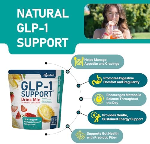 KetoZest Mezcla en Polvo de Soporte GLP-1 para Hombres y Mujeres - Suplemento de Fibra Prebiótica para Pérdida de Peso y Salud Digestiva - imagen 4