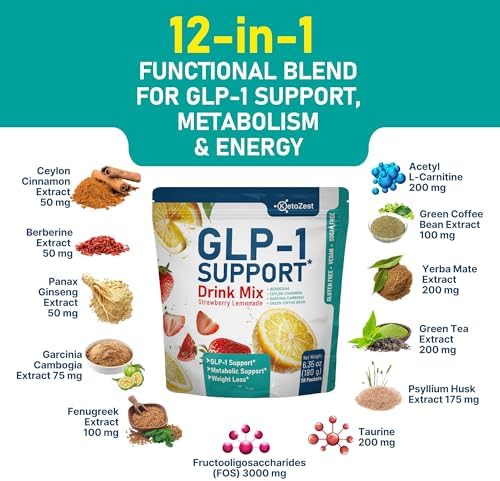 KetoZest Mezcla en Polvo de Soporte GLP-1 para Hombres y Mujeres - Suplemento de Fibra Prebiótica para Pérdida de Peso y Salud Digestiva - imagen 5
