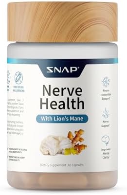 Suplemento para la Salud Nerviosa Snap Supplements con Melena de León, Cúrcuma Orgánica y Hierbas – Suplemento para Neuropatía, Claridad Mental y - imagen 1