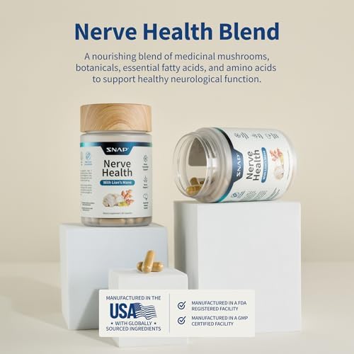 Suplemento para la Salud Nerviosa Snap Supplements con Melena de León, Cúrcuma Orgánica y Hierbas – Suplemento para Neuropatía, Claridad Mental y - imagen 5