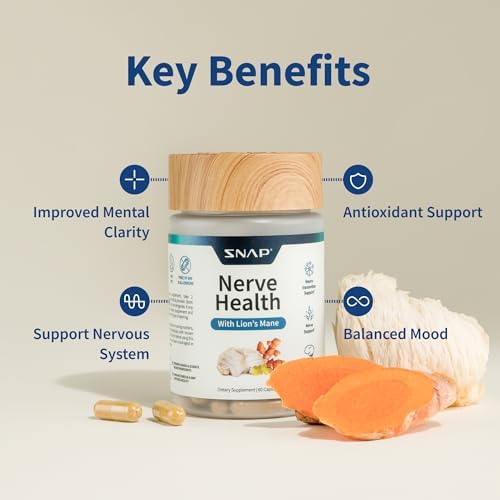 Suplemento para la Salud Nerviosa Snap Supplements con Melena de León, Cúrcuma Orgánica y Hierbas – Suplemento para Neuropatía, Claridad Mental y - imagen 6