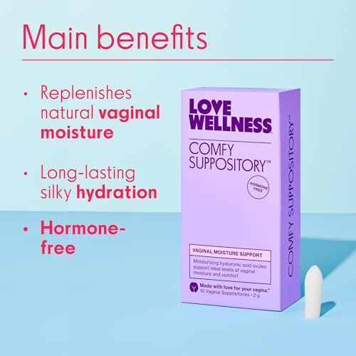 Suplemento Comfy de Love Wellness | Supositorio Vaginal Hidratante | Libre de Hormonas con Ácido Hialurónico y Hongo Tremella para la Sequedad - imagen 2