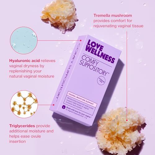 Suplemento Comfy de Love Wellness | Supositorio Vaginal Hidratante | Libre de Hormonas con Ácido Hialurónico y Hongo Tremella para la Sequedad - imagen 3