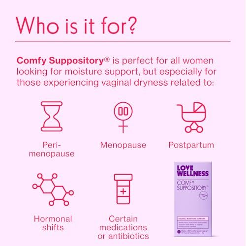 Suplemento Comfy de Love Wellness | Supositorio Vaginal Hidratante | Libre de Hormonas con Ácido Hialurónico y Hongo Tremella para la Sequedad - imagen 4