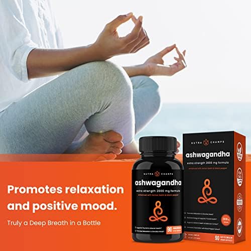 Cápsulas Orgánicas de Ashwagandha NutraChamps, 2000mg para Fatiga Adrenal, Tiroides y Ánimo, Suplementos con Polvo de Raíz de Ashwagandha y Melisa, - imagen 3