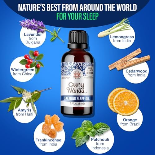 Aceite Esencial GuruNanda para Sueño Calmante, Mezcla 100% Natural, Pura y Sin Diluir, Promueve Relajación y Sueño Reparador, 3.9 fl oz - imagen 3