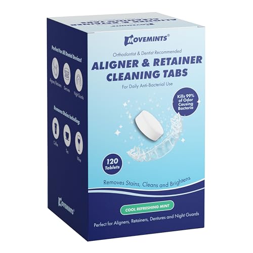 Tabletas Limpiadoras Movemints para Alineadores, Retenedores, Dentaduras y Protectores Nocturnos – Compatibles con Ultrasonido – 120 Piezas, Sabor - imagen 1