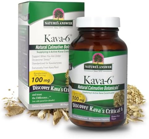 Kava en Polvo de Nature's Answer 90 Cápsulas - Apoyo para el Ánimo y Estrés, Libre de Gluten, Vegano, Hecho en EE. UU. - imagen 1