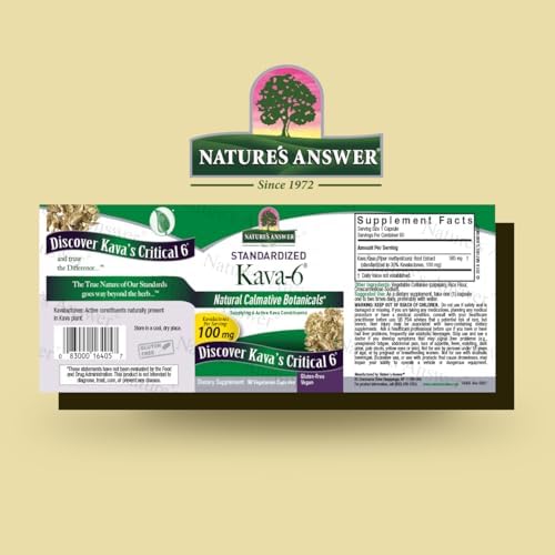 Kava en Polvo de Nature's Answer 90 Cápsulas - Apoyo para el Ánimo y Estrés, Libre de Gluten, Vegano, Hecho en EE. UU. - imagen 2