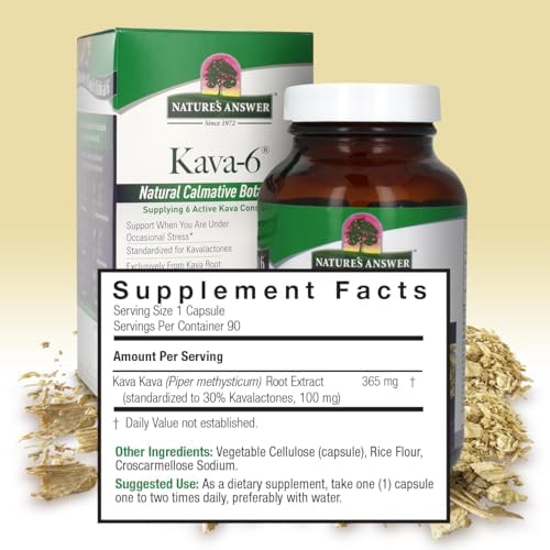 Kava en Polvo de Nature's Answer 90 Cápsulas - Apoyo para el Ánimo y Estrés, Libre de Gluten, Vegano, Hecho en EE. UU. - imagen 3