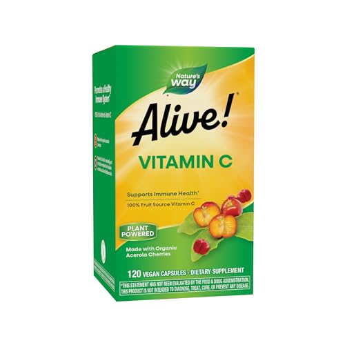 Suplemento de Vitamina C Nature's Way Alive! con Cereza Acerola Orgánica, Apoyo Inmunológico y Antioxidante, 100% Fuente de Fruta, 120 Cápsulas - imagen 4