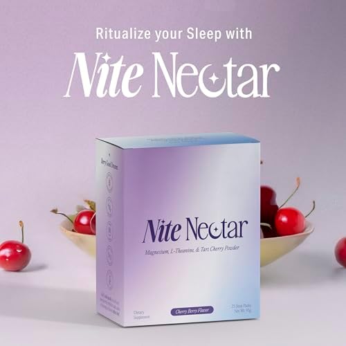 Nite Nectar Polvo de Mocktail de Magnesio Glycinate – Mezcla Relajante con Cereza Ácida y L-Theanina – Promueve Sueño Profundo y Tranquilo – Sin - imagen 6