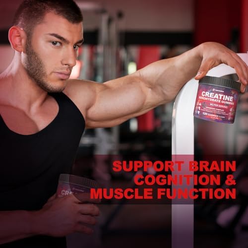 Gomitas de Creatina Monohidratada para Hombres y Mujeres con L-Carnitina y Taurina, Suplemento Pre-Entrenamiento Sin Azúcar para Fuerza Muscular y - imagen 4
