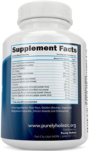 Suplemento para la Tiroides | Yodo con Zinc, Selenio, L-Tirosina y Vitamina B12 | Apoya la Energía y Salud Celular | 120 Cápsulas (Suministro de 2 - imagen 4